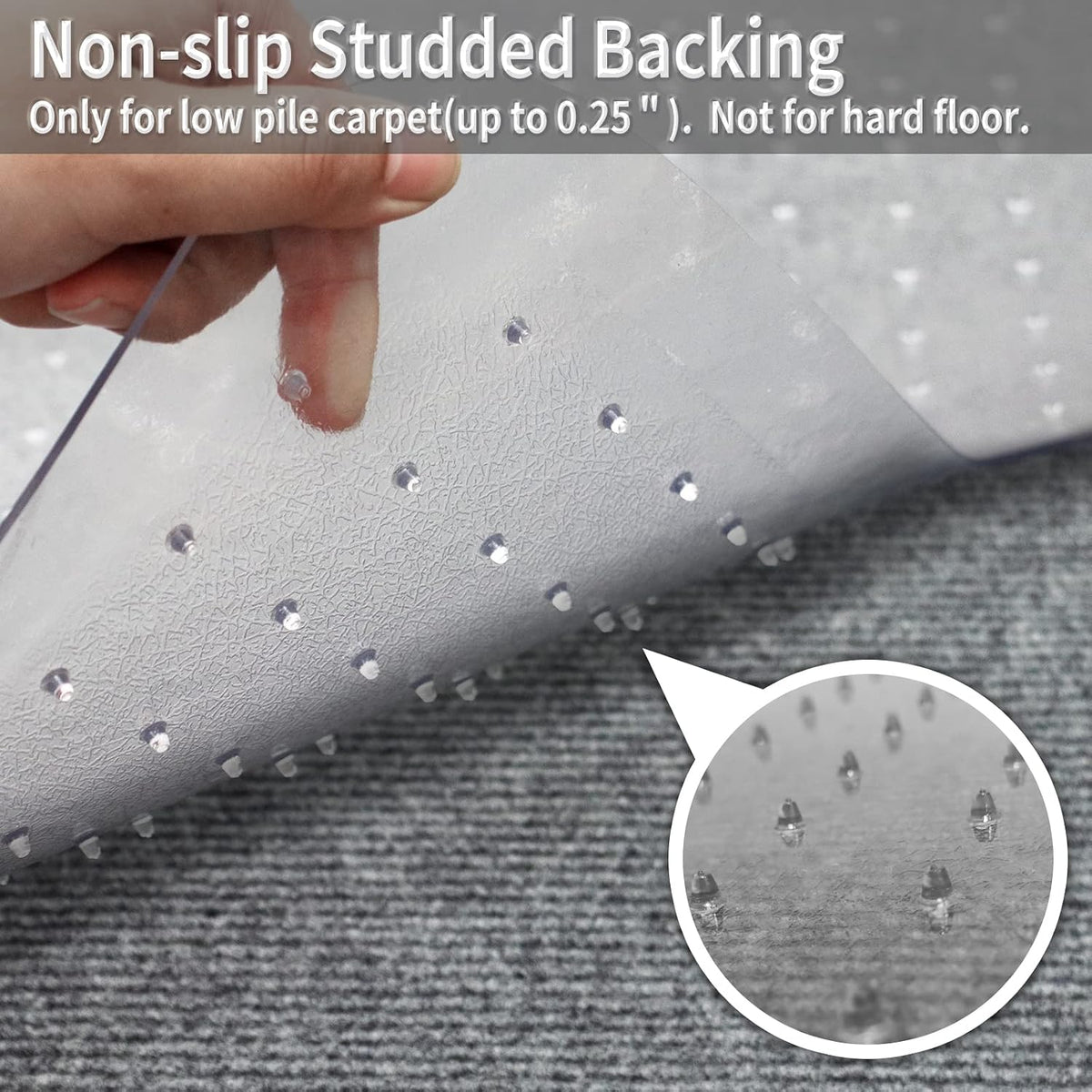 Chair Mat for Carpeted Floor with Lip,47''×36'' PVC Carpet Pr...