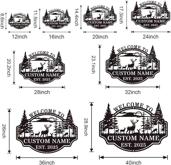 Personalized Deer Hunting Metal Cabin Sign Custom Outdoor Hunting Decor Family - Image 4