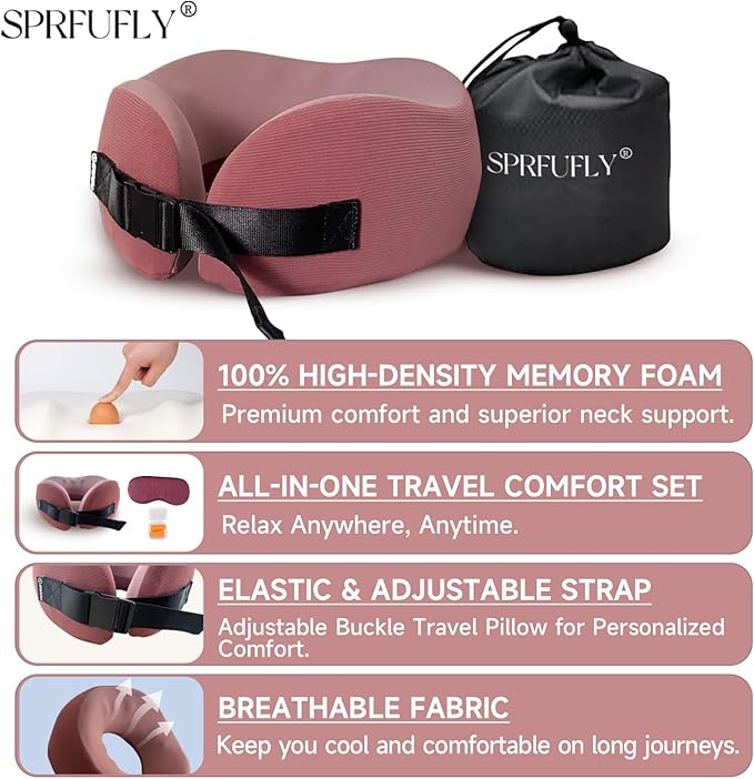 SPRFUFLY Super Soft Travel Pillow, 100% Memory Airplane Pillow - Image 4