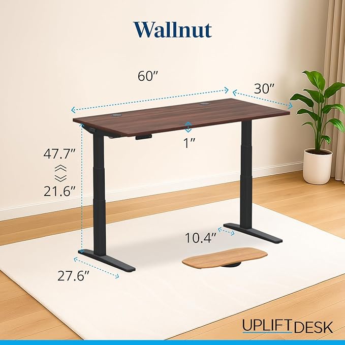 UPLIFTDESK V3 2-Leg Walnut Laminate Wood Standing Desk – Adjustable Height - Image 2
