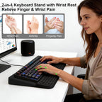 Ergonomic Keyboard Stand with Soft Memory Foam Wrist Rest for Office | Computer Keyboard Pad with Wrist Support,Keyboard Riser Holder Lift Tray,Desk Wrist Pad for Home, School - Black
