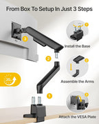 monTEK Dual Monitor Arm, Mechanical Spring Monitor Arm - Image 5
