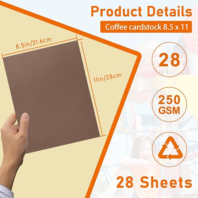 28 Sheets Coffee Color Cardstock 8.5 x 11 Scrapbooking Paper, 92lb Heavyweight - Image 2