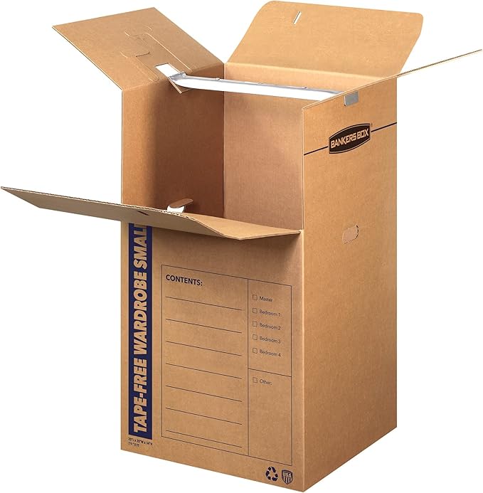 Bankers Box Short Wardrobe Box 3 Pack, Tape-Free Design, 20-in x 20-in x 34-in - Image 8