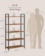 VASAGLE 5-Tier Bookshelf, Bookcase - Image 3