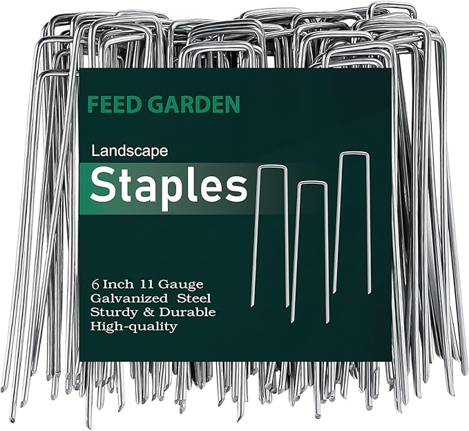 FEED GARDEN 6 Inch 200 Pack Galvanized Landscape Staples 11 Gauge Anti-Rust by FEEDGARDEN