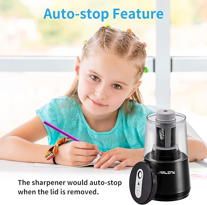 JARLINK Electric Pencil Sharpener, Heavy-Duty Helical Blade to Fast Sharpen - Image 9