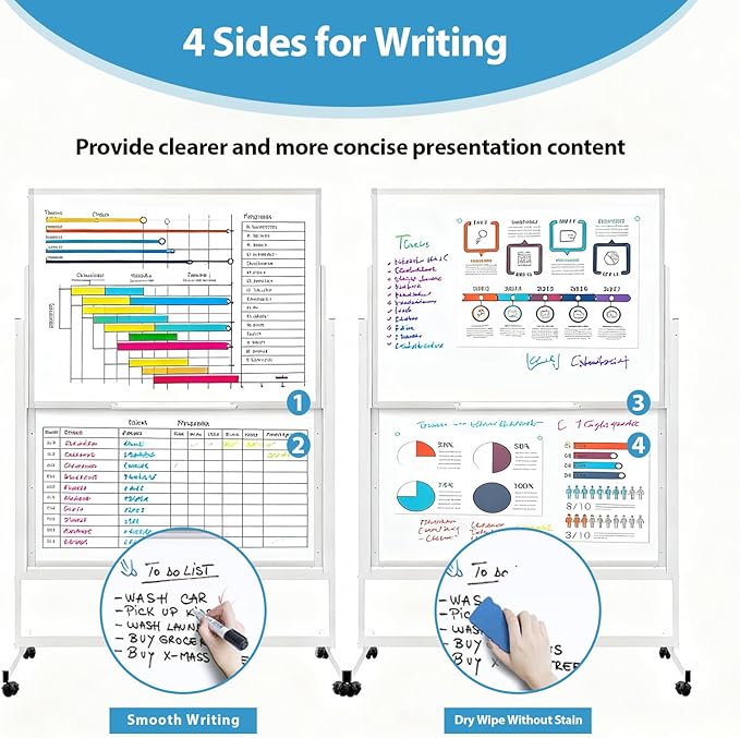 48 x 60 Inch Height Adjustable Dry Erase Whiteboard - Image 6