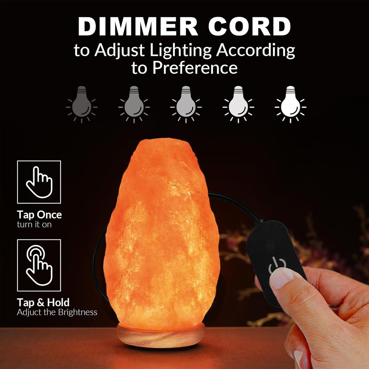 Himalayan Glow Salt Lamp with Touch Dimmer Switch, 5-7 lbs, Natural Pink Crys...