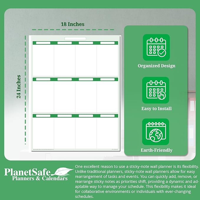 Earth Green12 Section Task, Objective and Goals Planning System Vertical 24"x - Image 2