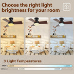 30 inch wood ceiling fan with light, flush, front angle view