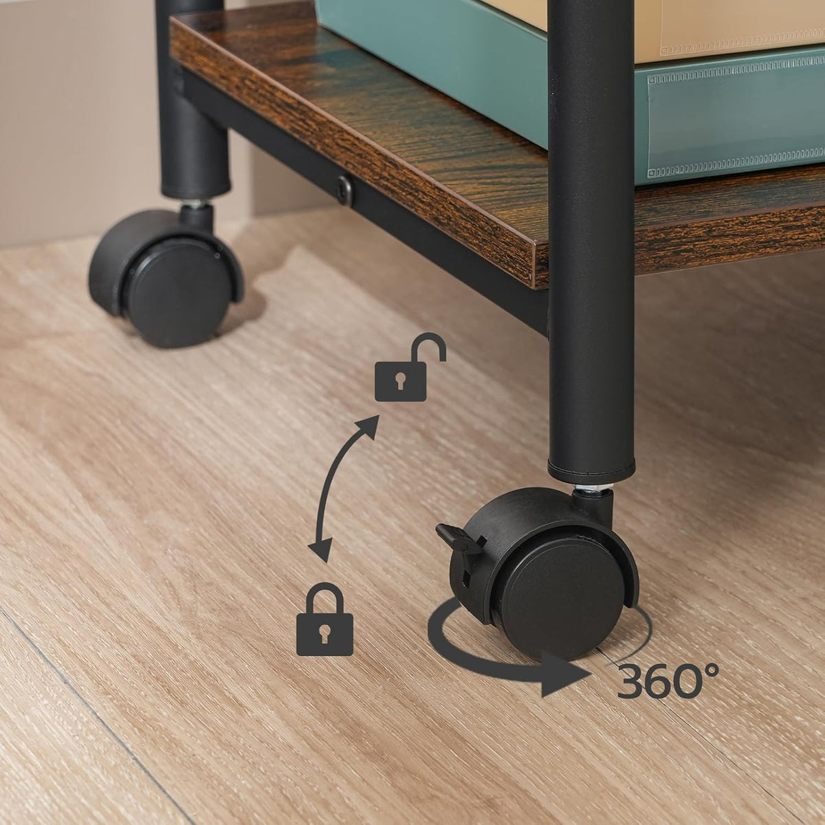 HOOBRO Printer Stand, 2-Tier Industrial Under Desk Printer Cart with Shelf, M...