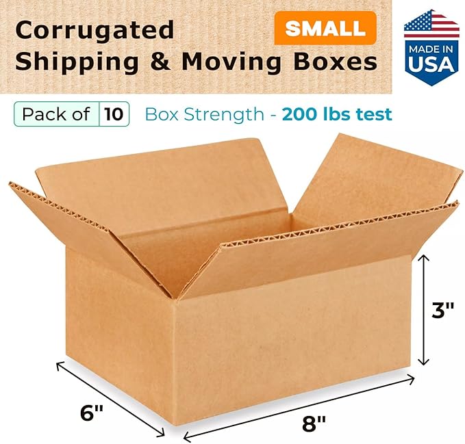 Small Moving & Shipping Boxes 8x6x3 inches - Image 2
