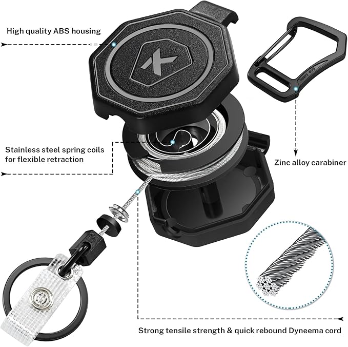 koorito 2 Pack Heavy Duty Retractable Badge Holder Key Reel - Image 2