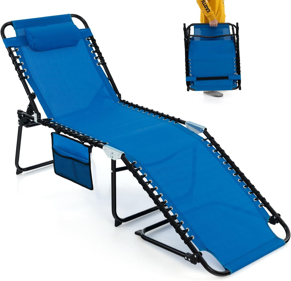 S AFSTAR Outdoor Lounge Chair, Folding Patio Chaise Lounge with 4-Positions B...