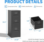 Yukimo 3 Drawer File Cabinet, Vertical File Cabinet - Image 3
