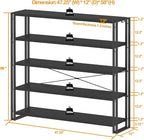 HCHQHS Bookshelf, 5-Tier Industrial Bookcase, Freestanding Tall Bookshelves - Image 3