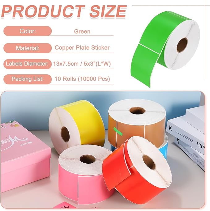 PATIKIL 1000Pcs Colored Coding Labels Stickers, 5x3 Inch Rectangle Inventory - Image 2