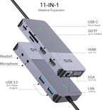 USB Docking Station GIQ USB C HUB USB 3.0 to Dual HDMI VGA Adapter Triple - Image 2