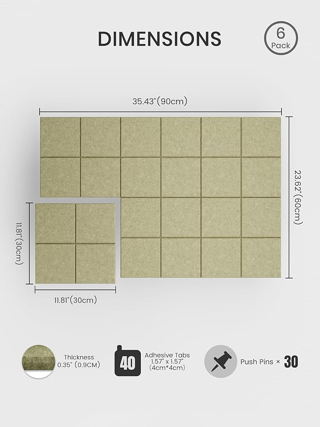 Bumusty Large Felt Bulletin Board 48" x 36" Cork Board Alternative - Image 2