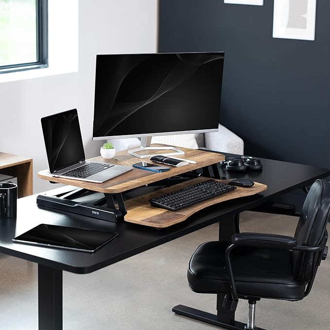 VIVO 32 inch Desk Converter, K Series, Height Adjustable Sit to Stand Riser - Image 2