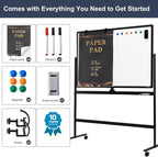Dry Erase Whiteboard Easel on Wheels - Image 3