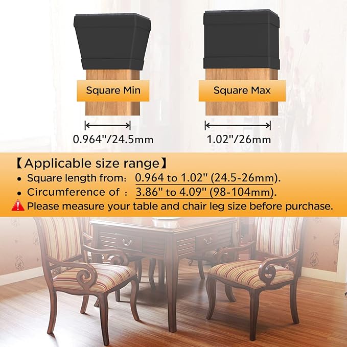 16 PCS Square Chair Leg Floor Protector, Silicone Chair Leg Cover, Furniture - Image 4