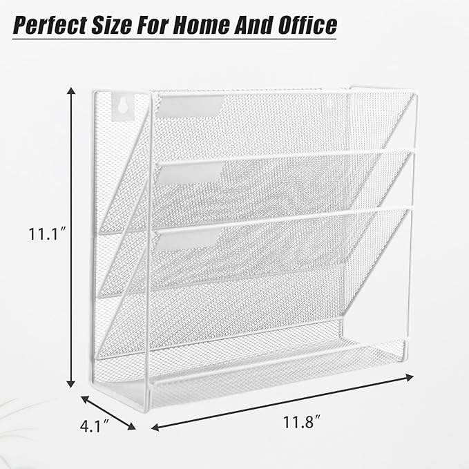 EASEPRES Desk File Organizer Mesh 4-Tier, Hanging Wall Mount Document - Image 2