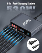 530W USB C Charger Block, 8-Port USB C Charging Station GaN IV Travel - Image 3