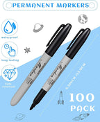 Thenshop 100 Pack Black Permanent Markers Bulk - Image 3