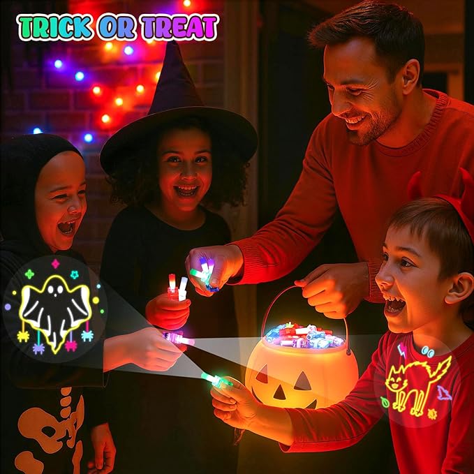 LovesTown 24PCS Halloween Party Favors Flashlights, LED Light up Finger Lights - Image 5