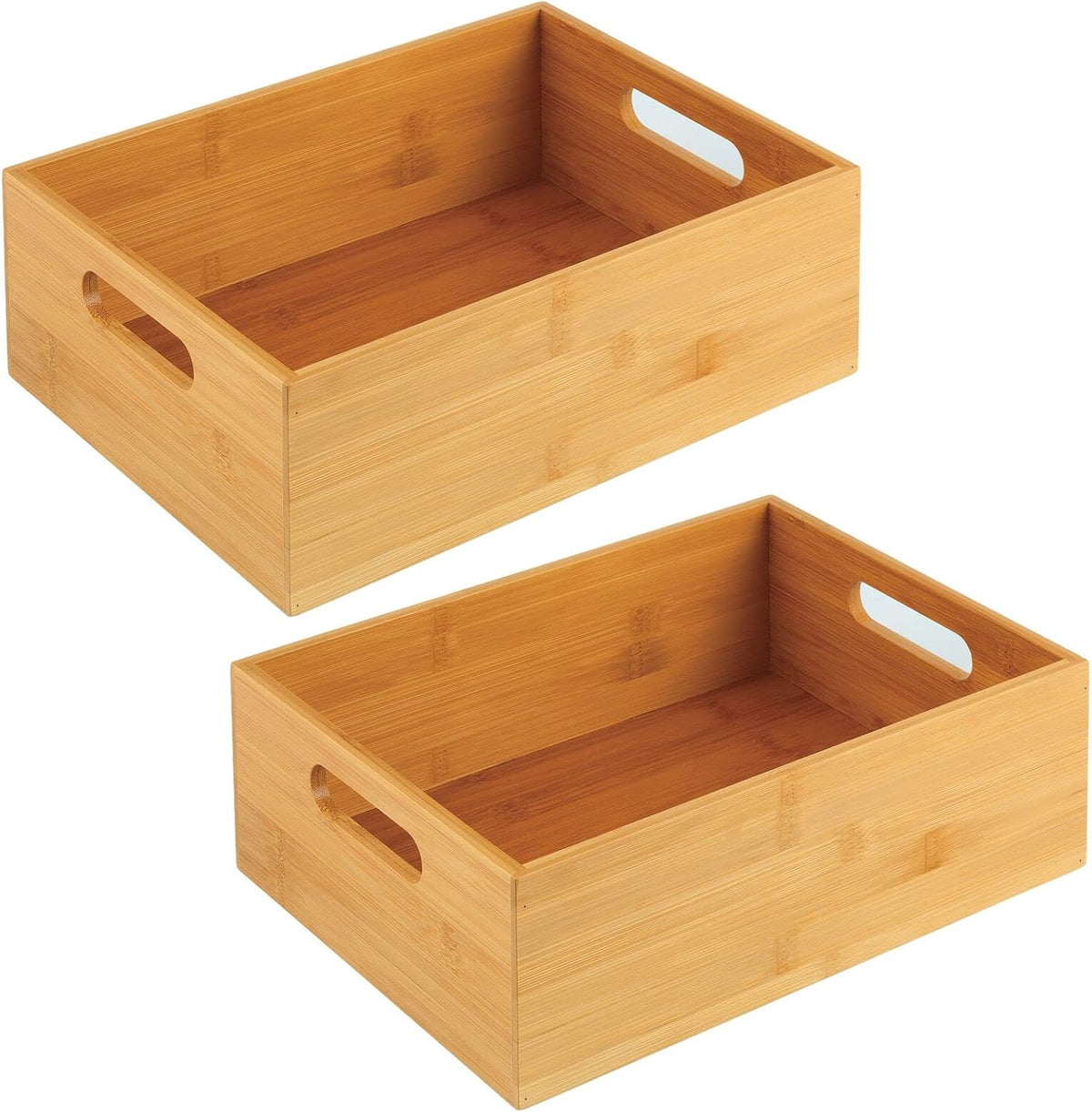 mDesign Kitchen Storage Box - Large Wooden Box with Handles - Bamboo Kitchen ...