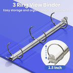 SUNEE 3 Ring Binder 1.5 Inch 1 Pack, Cobalt Blue - Image 3