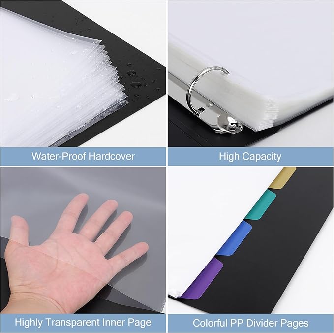 Uquelic 80-Pocket Binder with Plastic Sleeves - Image 3