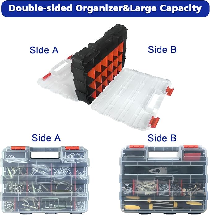 Tools Organizer Box Small Parts Storage Box 50-Compartment Double Side Hardware - Image 5