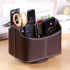 PUSU Remote Control Holder PU Leather 360 Degrees Rotatable Desktop Supply - Image 2