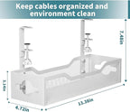 Under Desk Cable Management Tray 3 Pack, Cable Management Under Desk No Drill - Image 7