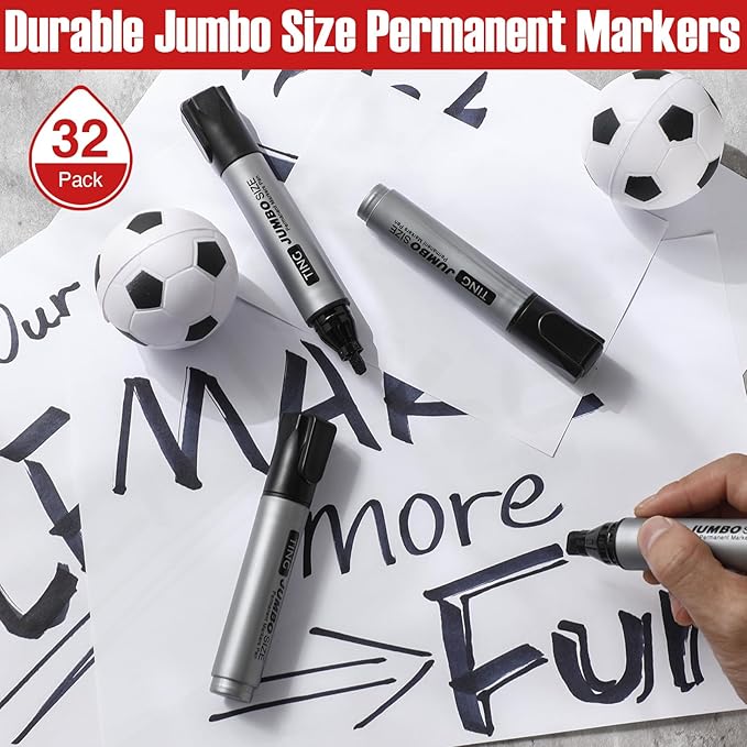 Fuutreo 32 Pcs Jumbo Permanent Markers Bulk Large Chisel Tip Permanent Markers - Image 7