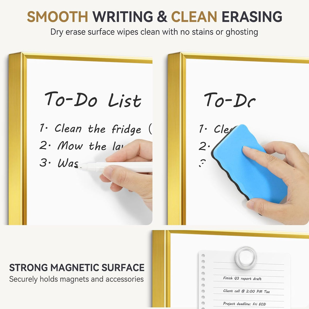 Whiteboard Bulletin Board Combo, 24"x18" Dry Erase Linen Cork Board