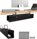 No Drill Cable Management Under Desk, Clamp/Screw Mount Cable Tray, Premium by JACEPFY