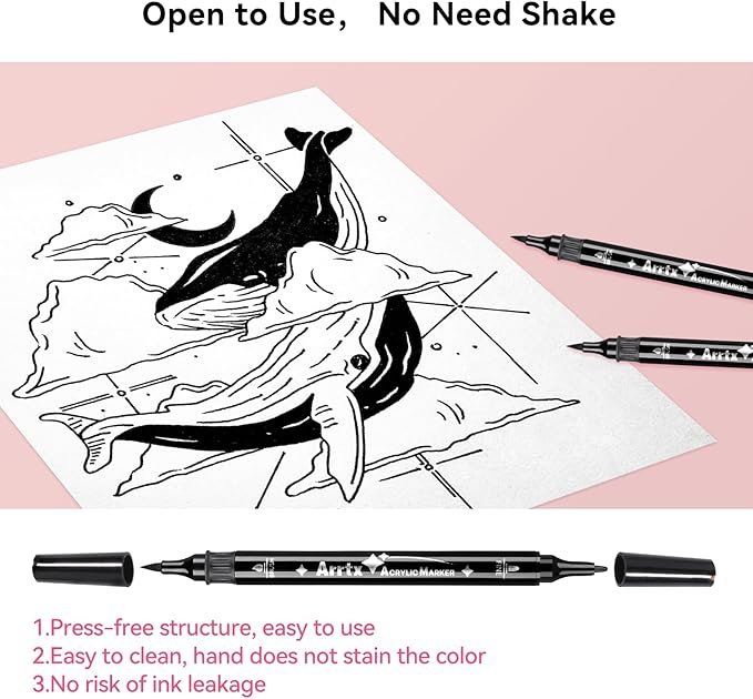 Arrtx Black Paint Pen 8 Pack Dual Tip, Stone and DIY Crafts - Image 7