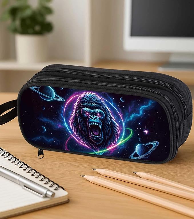 AnySmic Gorilla Pencil Case for Boys Girls, Large Pencil Pouch for Kids at - Image 4