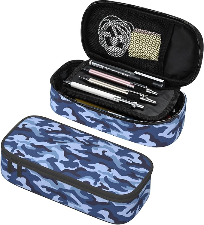 YIJIUWKIS Kids Adults Camo Style Pencil Case Blue Pencil Box by YIJIUWKIS