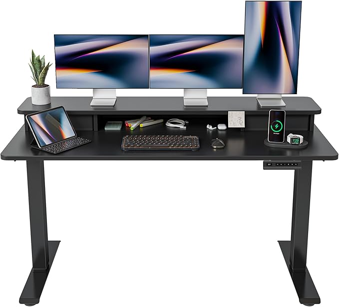 FEZIBO 63 x 28 Inch Deeper Height Adjustable Electric Standing Desk by FEZIBO