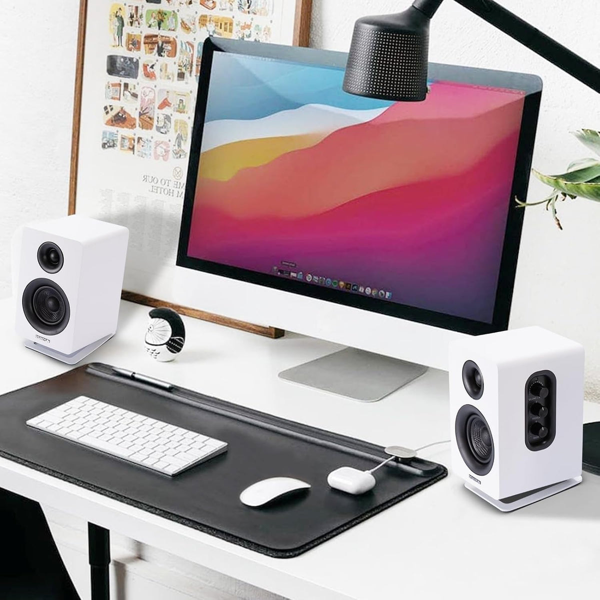 Sanyun SW601 15° Tilted Speaker Stands for 2-3 Inch Speakers (Pair, White)