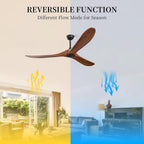 obabala 52 inch ceiling fan no light, wood, side view