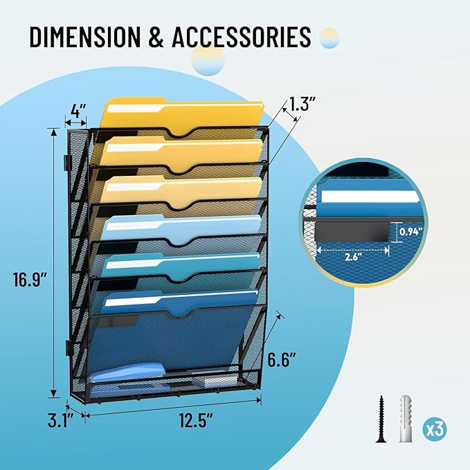 SUPEASY 7-Tier Wall File Holder Organizer - Image 3