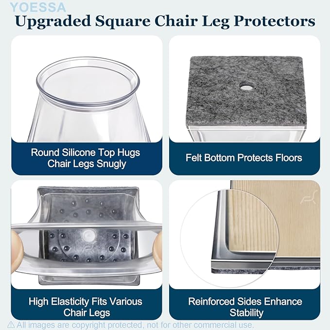 32 Pcs Chair Leg Floor Protectors Square, Floor Protectors - Image 3