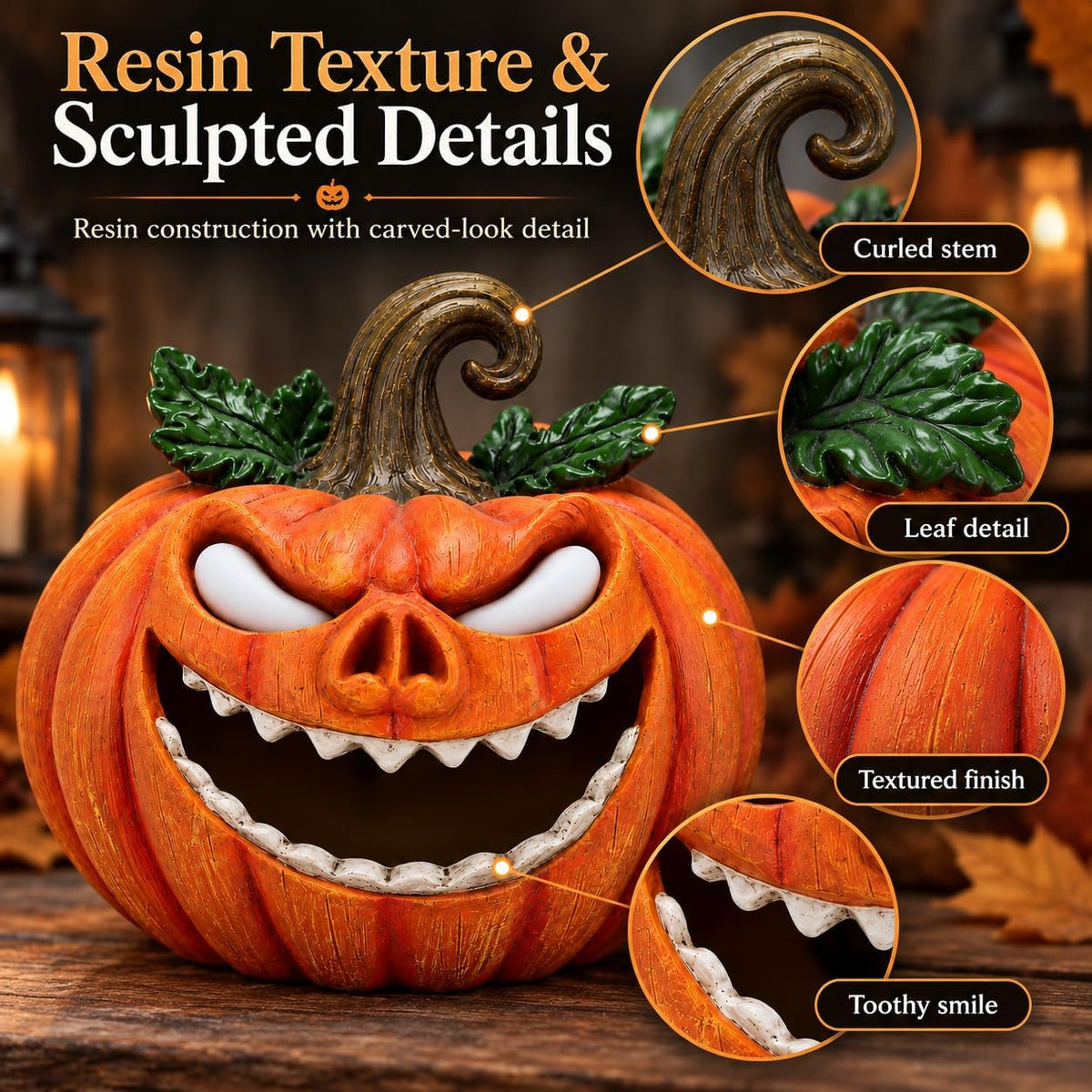 Halloween Mist Maker Pumpkin, Light-Up Monster Indoor Tabletop Decor