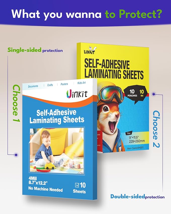 Uinkit 4mil Thicker Single-Sided Self-Adhesive Laminating Sheets, Office & Home - Image 6